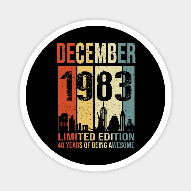 Made In 1983 December 40 Years Of Being Awesome Magnet by Red and Black Floral